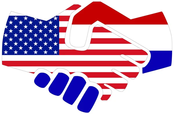 Usa Nederländerna Handslag Symbol För Avtal Eller Vänskap — Stockfoto