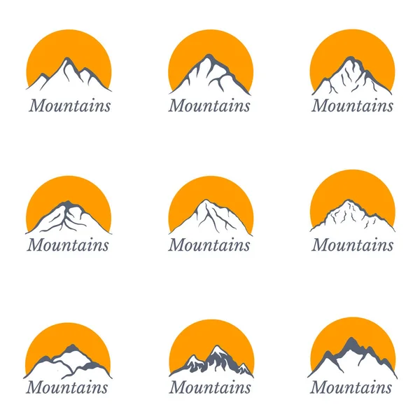 Logotipo de las montañas con sol, ilustración vectorial — Archivo Imágenes Vectoriales