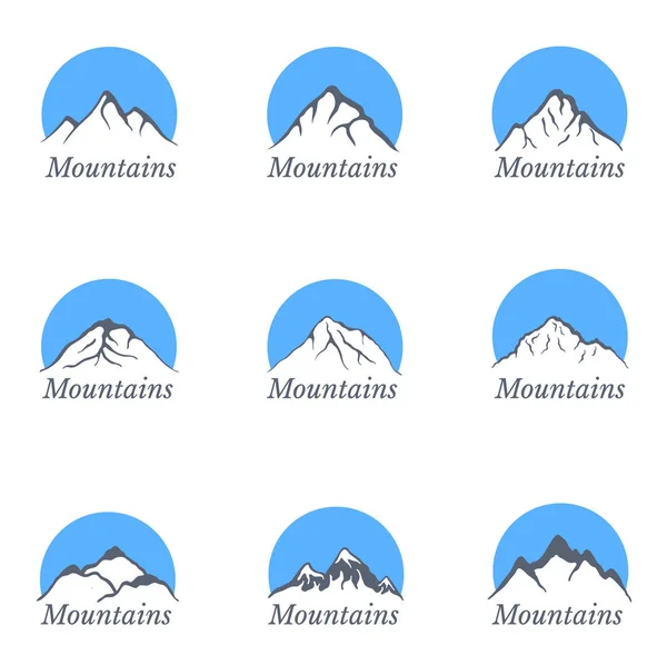 Mountains logo, vector illustration set — Stock Vector