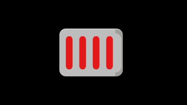 Carregamento de ícone de bateria de estilo plano, animação gráfica de movimento . — Vídeo de Stock