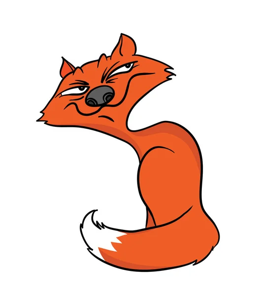 Dessin animé Fox sourit slyly, illustration vectorielle . — Image vectorielle