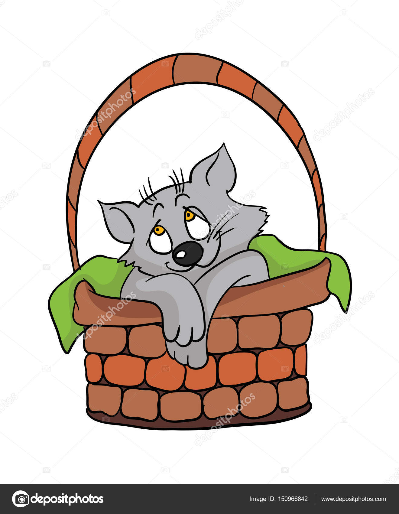 Joli Chat Dans Un Panier Dosier Illustration De Vecteur De