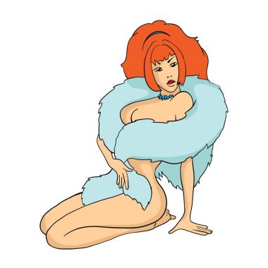 Beautiful sexy redhead woman in provocative pose. Vector illustration, isolated on white. clipart