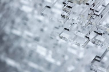 Yüksek teknoloji arka plan. Şeffaf plastik ya da cam ayrıntıları. Lazer kesim pleksiglas.