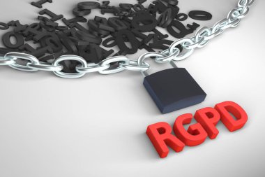 RGPD, Spanish and Italian version version of GDPR: Regolamento generale sulla protezione dei dati. Concept 3d rendering with copyspace. General Data Protection Regulation. clipart