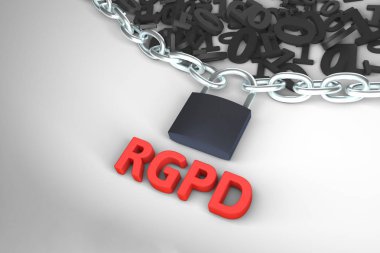 RGPD, Spanish and Italian version version of GDPR: Regolamento generale sulla protezione dei dati. Concept 3d rendering with copyspace. General Data Protection Regulation. clipart