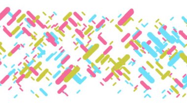 Beyaz arka planda hareket eden renkli şekillerin dijital animasyonu. Cg Canlandırması.