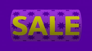 Hareket eden silindir şeklindeki 3 boyutlu metin satışı. 3d Hazırlandı.