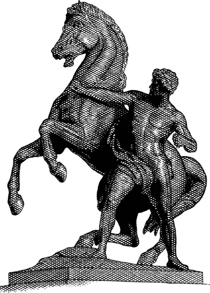 Bronzen paard Tamer, Oostenrijkse Parlementsgebouw, Wenen, Oostenrijk. — Stockvector