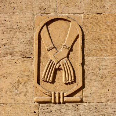 United hands sign in Saint George Church in Coptic Cairo, Egypt. January, 2005. clipart