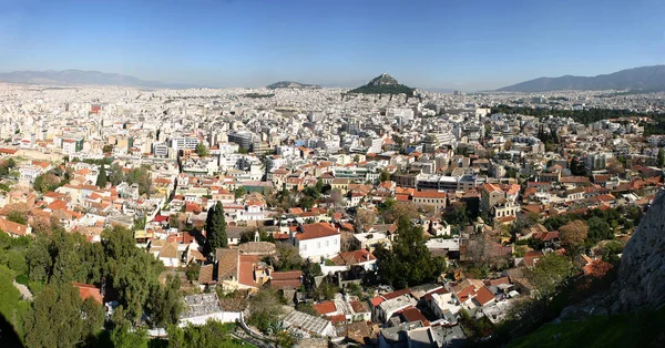 Panoramablick (östlich) auf athens und den lycabettus vom akropolis-hügel. Athen, November 2006. — Stockfoto