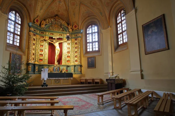 立陶宛维尔纽斯-2017 年 1 月 2 日︰ 与耶稣基督十字架伯娜丁教堂的内部 — 图库照片