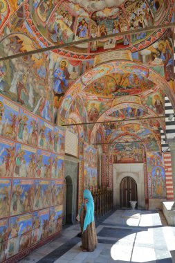Rila, Bulgaristan - 23 Temmuz 2015: Rila Manastırı fresklere