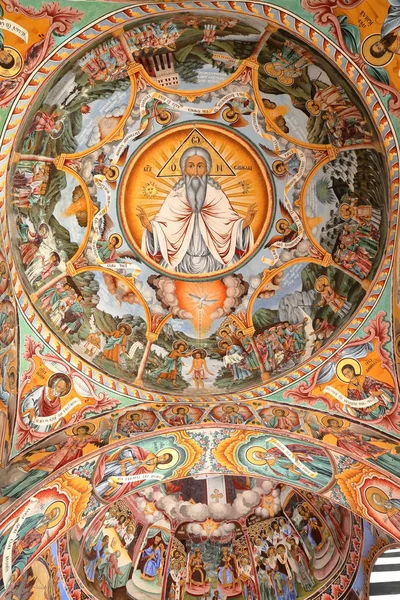 RILA, BULGARIA - 23 de julio de 2015: Frescos en el monasterio de Rila — Foto de Stock