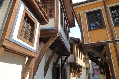 Plovdiv, Bulgaristan: Eski şehir Plovdiv renkli geleneksel evleriyle dar sokak