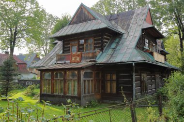 Zakopane, Polonya - 15 Eylül 2014: Ahşap ev Zakopane (Tatras dağlar)