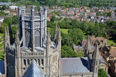 Ely, İngiltere - 26 Mayıs 2017: Katedrali - sekizgen ve fener kuleleri yakın çekim