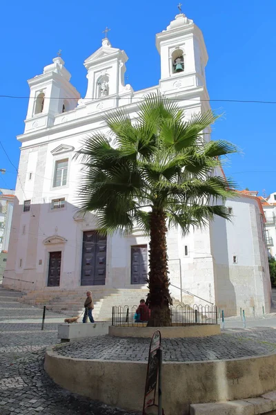 Lisabon Portugalsko Listopadu 2017 Sao Miguel Church Čtvrti Alfama Palmou — Stock fotografie