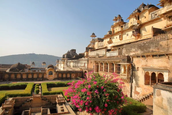 Bundi Rajasthan Inde Décembre 2017 Jardins Colorés Avec Façade Extérieure — Photo