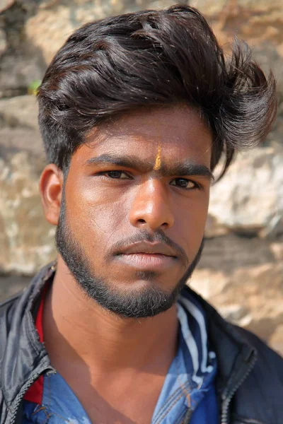 Chittorgarh Rajasthan Indien Dezember 2017 Porträt Eines Jungen Mannes Inneren — Stockfoto