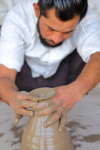 Jodhpur Rajasthan India Diciembre 2017 Primer Plano Potter Trabajo Una — Foto de Stock