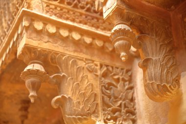 Balkon Jaisalmer, Rajasthan, Hindistan kalede Jaisalmer içinde mimari detaylar