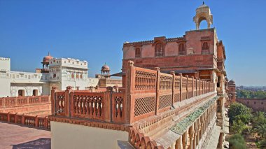 Bikaner, Rajasthan, Hindistan - 23 Aralık 2017: Junagarh Fort üstten panoramik görünüm 