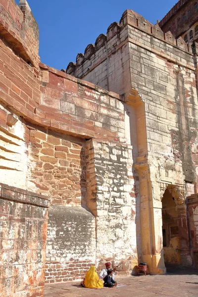 Jodhpur Rajasthan India Diciembre 2017 Una Puerta Entrada Fuerte Mehrangarh — Foto de Stock