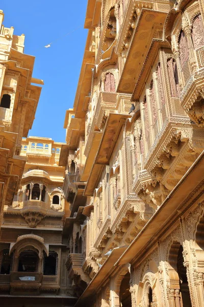 Les Détails Architecturaux Patwa Haveli Jaisalmer Rajasthan Inde — Photo