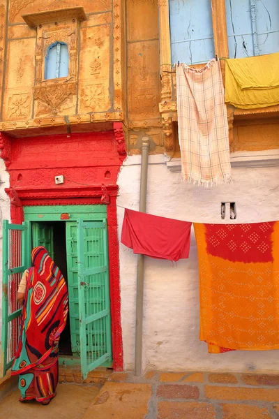 Jaisalmer Rajasthan India 2017 December Színes Bejárata Egy Felújított Haveli — Stock Fotó