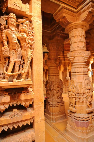 Jaisalmer Rajasthan India December 2017 Detail Carvings Rikhabdev Temple Jain — Stock Photo, Image