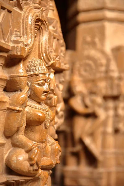 Jaisalmer Rajasthan Inde Décembre 2017 Détail Des Sculptures Intérieur Temple — Photo