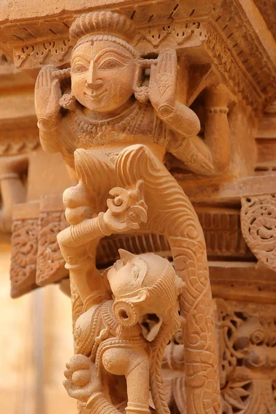 Jaisalmer Rajasthan Inde Décembre 2017 Détail Des Sculptures Temple Shantinath — Photo