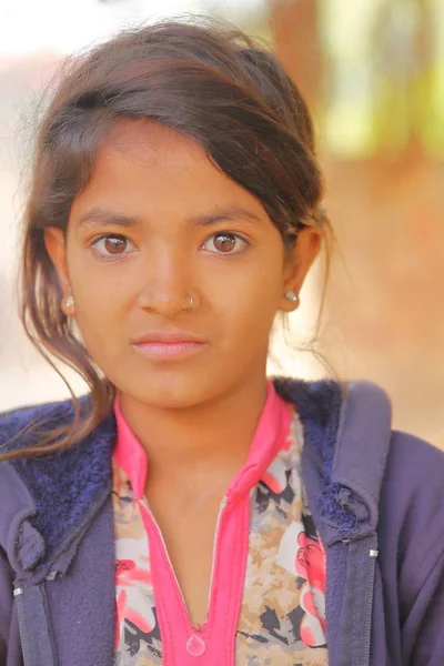 Parasarampura Rajasthan India Dezember 2017 Porträt Eines Schönen Kleinen Mädchens — Stockfoto
