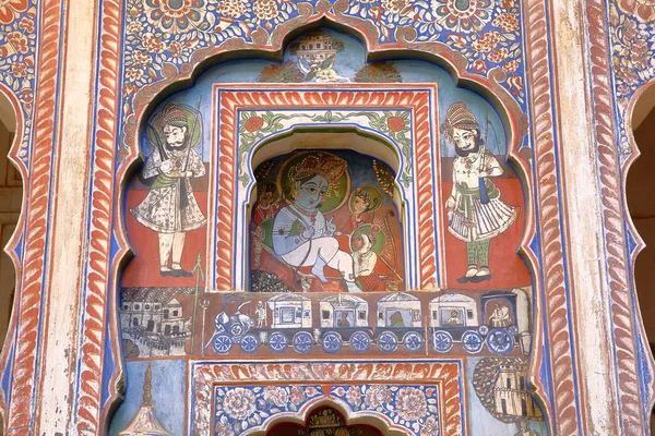 Dundlod Rajasthan Inde Décembre 2017 Détails Des Peintures Murales Musée — Photo