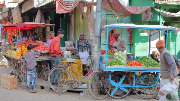 Nawalgarh Rajasthan India Dezember 2017 Buntes Straßenbild Auf Dem Gemüsemarkt — Stockfoto