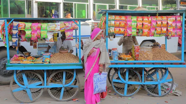 Nawalgarh Rajasthan Inde Décembre 2017 Scène Rue Colorée Gare Routière — Photo