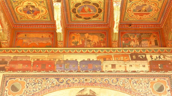 Dundlod Rajasthan India Diciembre 2017 Detalles Fachadas Exteriores Haveli Con — Foto de Stock