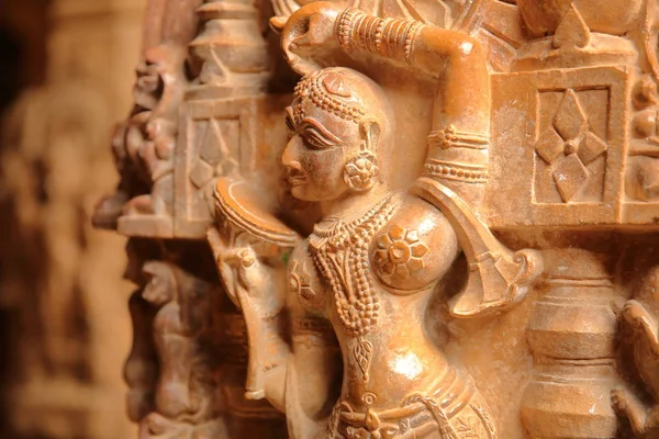 Jaisalmer Rajasthan Inde Décembre 2017 Détail Des Sculptures Intérieur Temple — Photo