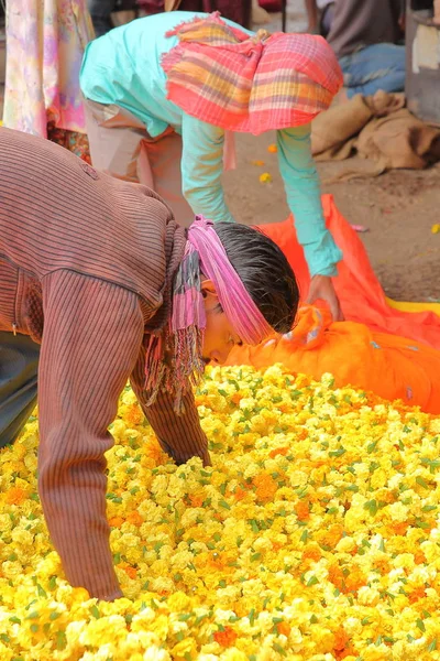 Jaipur Rajasthan India Diciembre 2017 Colorido Mercado Flores Cerca Del —  Fotos de Stock