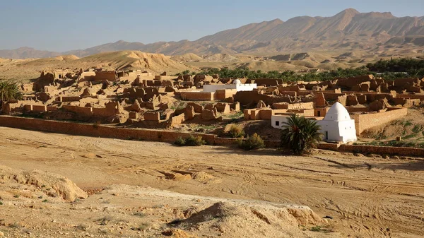 Las Ruinas Del Pueblo Abandonado Tamerza Cerca Nefta Túnez Con —  Fotos de Stock