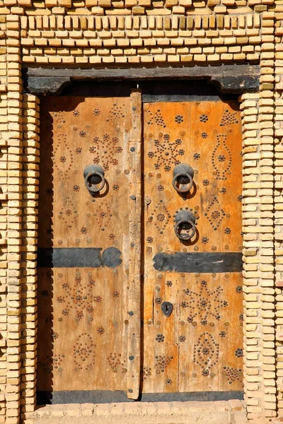Traditional Ornate Door Medina Nefta Tunisia Patterns Bricks — Stock Photo, Image