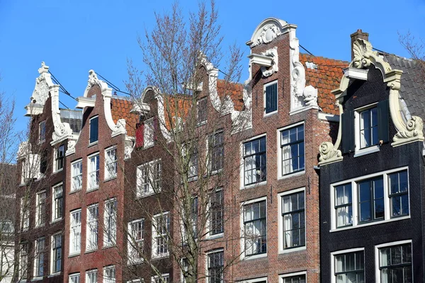 Hollanda Amsterdam Daki Brouwersgracht Kanalı Boyunca Yer Alan Gable Çatıları — Stok fotoğraf