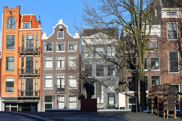 Amsterdam Netherlands March 2020 Colorful Heritage Buildings Gable Rooftops Located — Stok fotoğraf