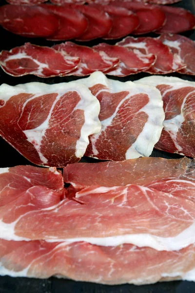 Italský oběd maso proscutto a culatello — Stock fotografie