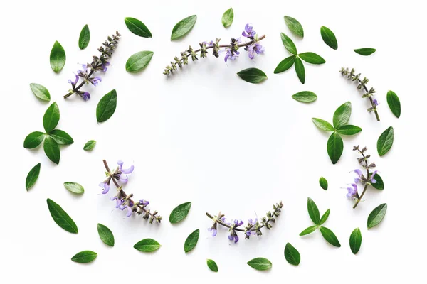 Beyaz arkaplanda çiçek çerçevesi