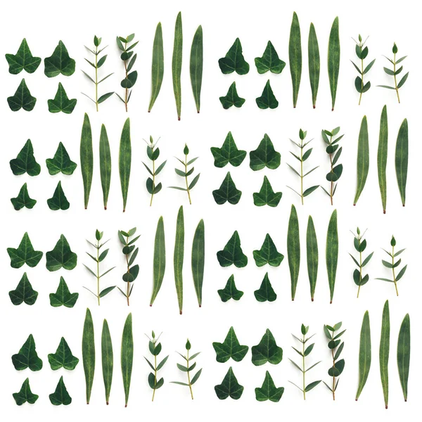 Sömlöst mönster med gröna blad — Stockfoto