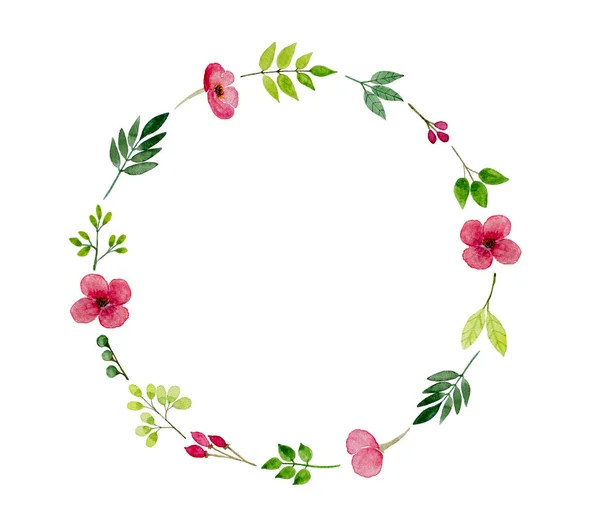 Bahar çiçekleri ve yaprakları suluboya çerçeveli