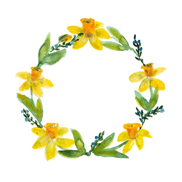 Corona floral con Narciso Amarillo — Foto de Stock