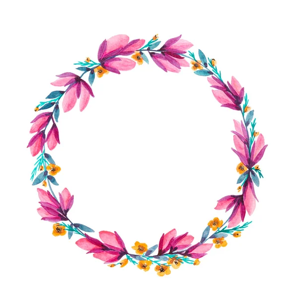 Floral Wreath In Watercolor — Stock Photo, Image